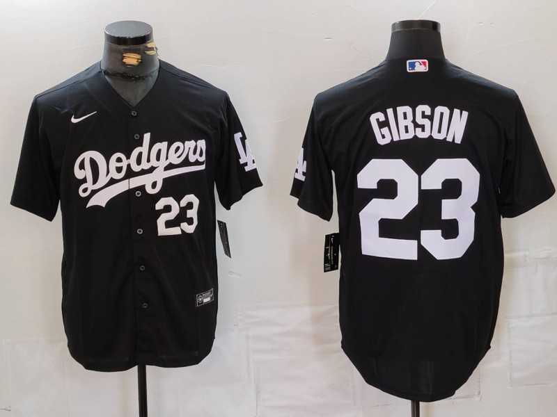 Mens Los Angeles Dodgers #23 Kirk Gibson Number Black Cool Base Stitched Jerseys